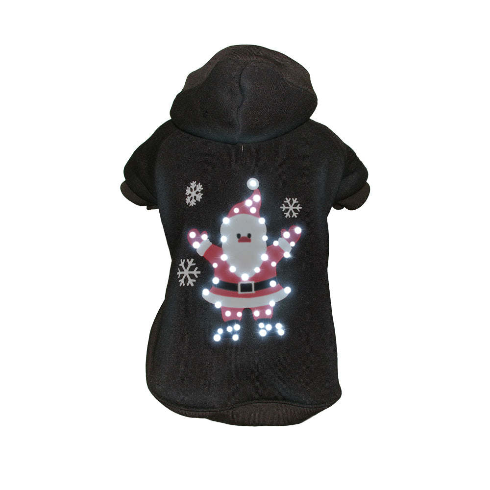 Pet Life - LED Lit Juggling Santa Holiday Hooded Sweater Costume for Small Dogs