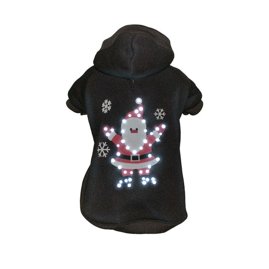 Pet Life - LED Lit Juggling Santa Holiday Hooded Sweater Costume for Small Dogs