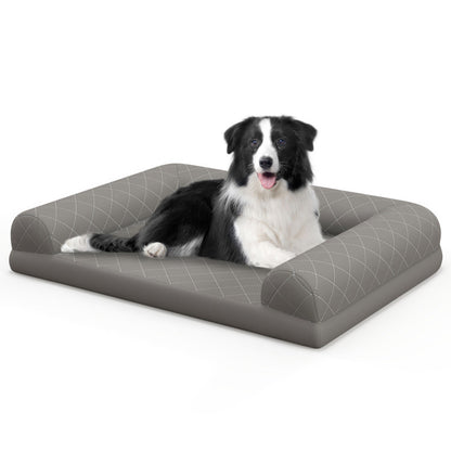 Foam Crate Bed with 3-Side Bolster and Washable Bed Cover for Dogs