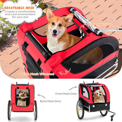 Foldable Bike Trailer with 3 Entrances for Dogs and Cats