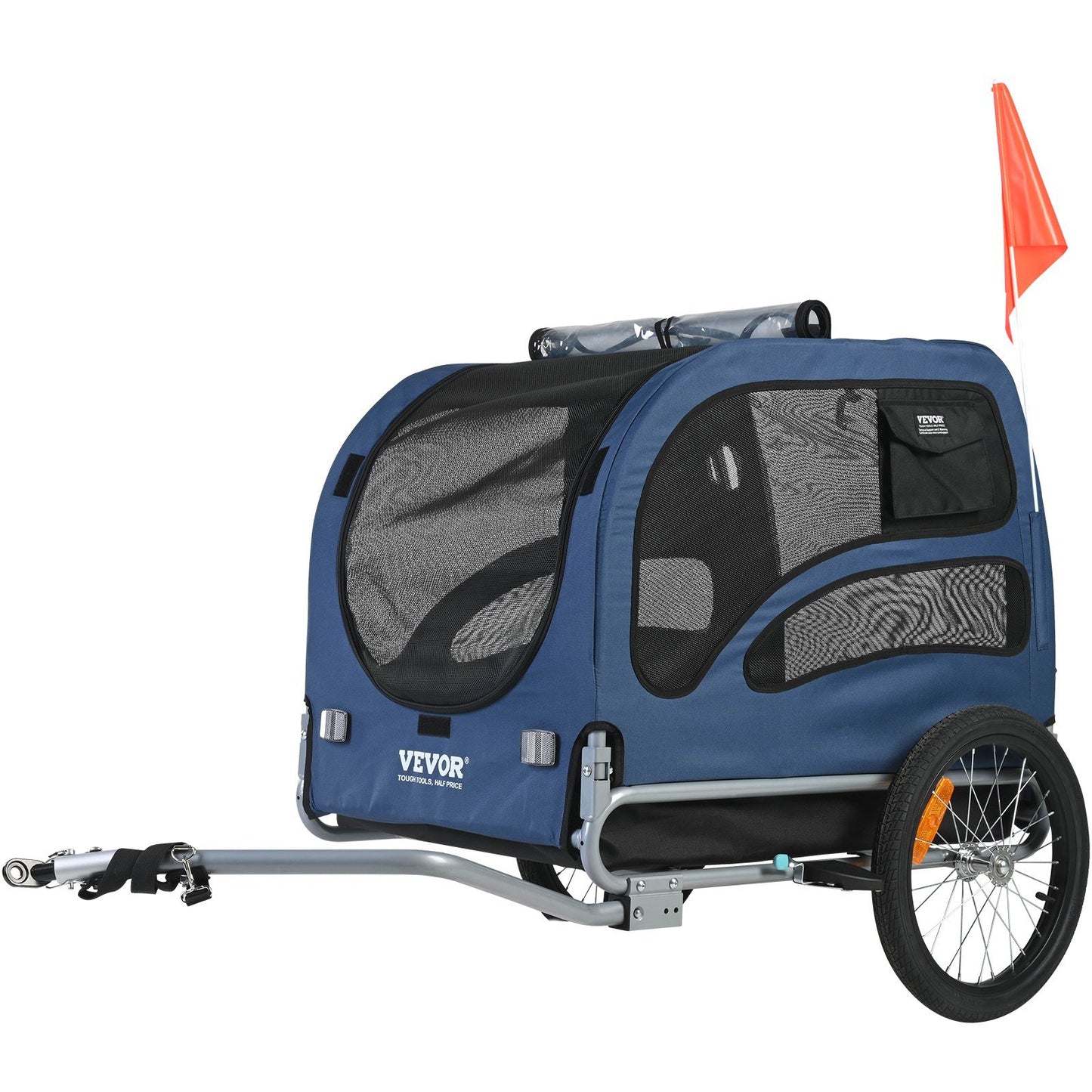 Easy Folding Bike Trailer Supports up to 100 lbs for Dogs - Blue/Black