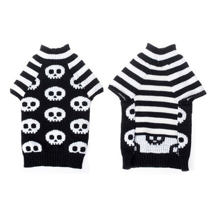 Halloween Costume Pumpkin, Skulls, Death, Knit Sweater for Dogs