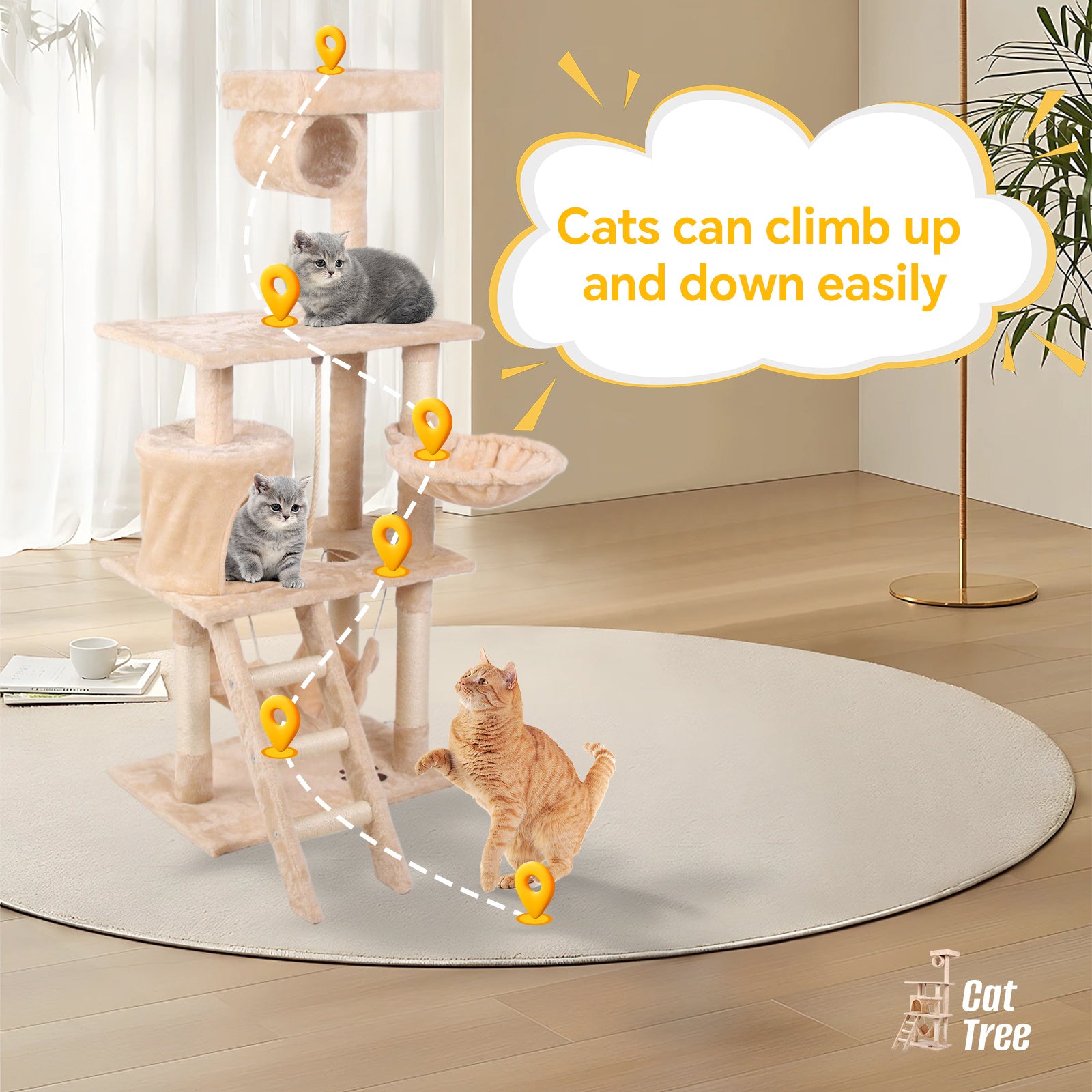 Climbing Condo with Stairs Nests and Platforms for All Size Cats