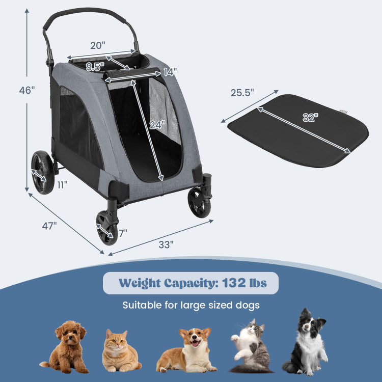 Foldable Stroller Designed for Extra Large Dogs