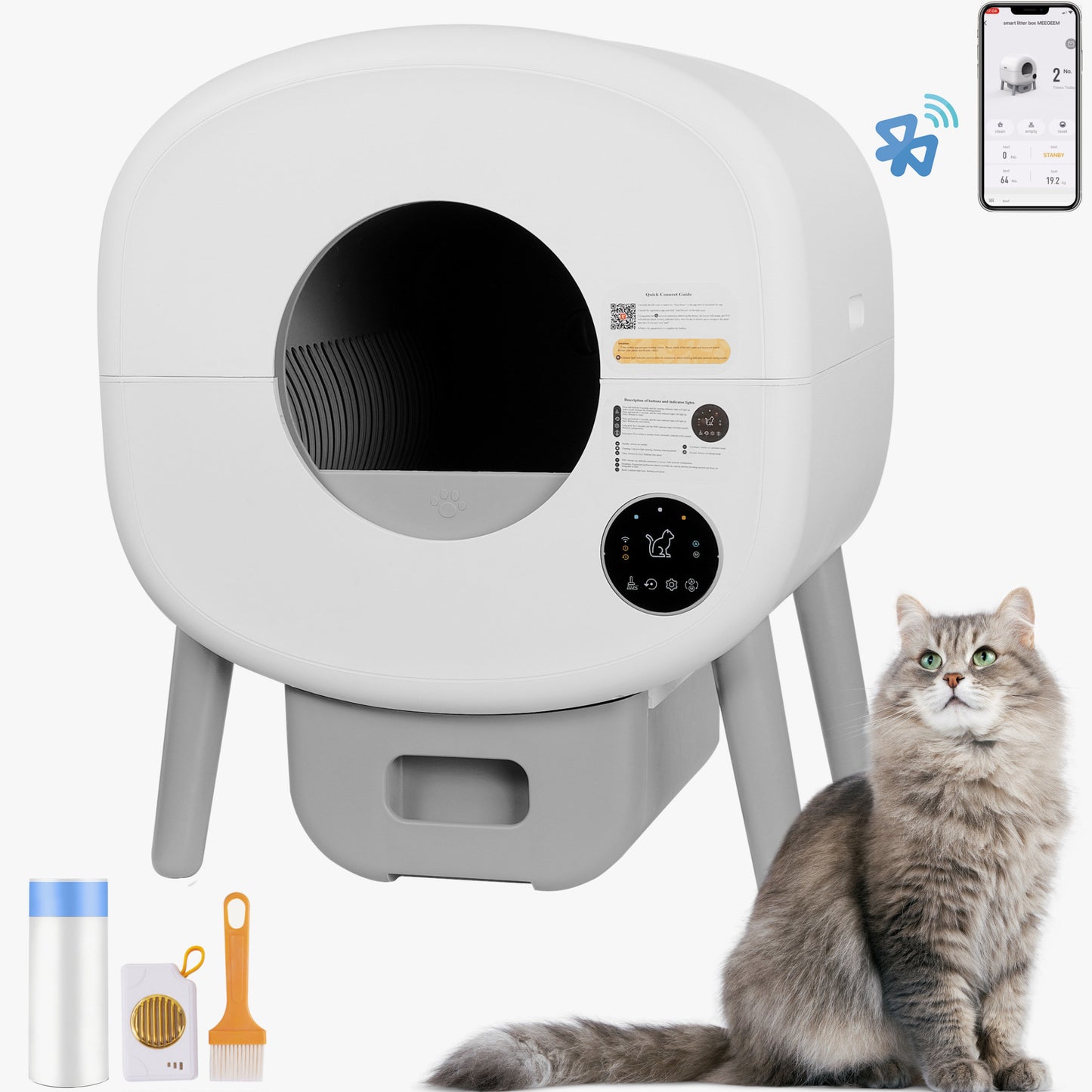 Automatic Smart Self-Cleaning Litter Box for Large Cats