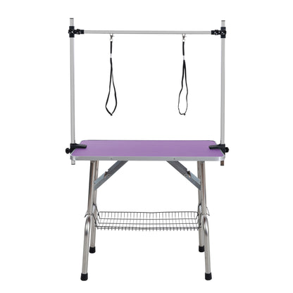 Stainless Steel Frame Folding 42" Dog Grooming Table - Purple