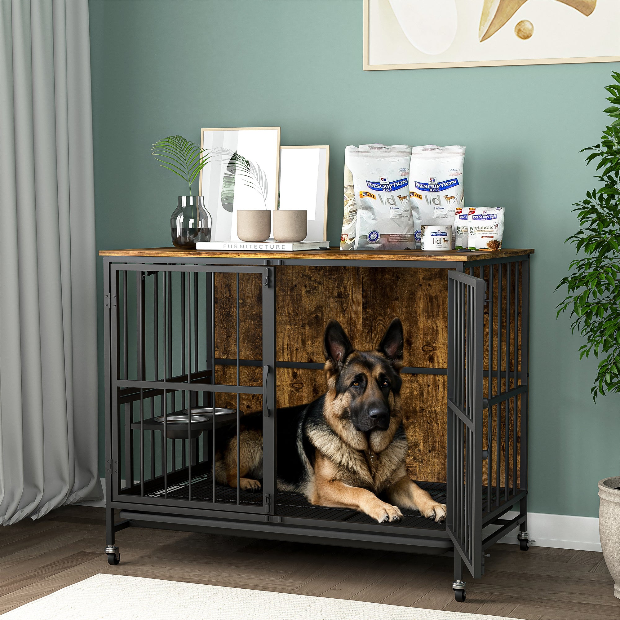 Modern Furniture Style Double-Door Kennel for Dogs