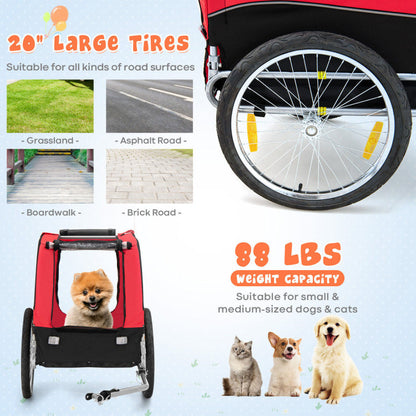 Foldable Bike Trailer with 3 Entrances for Dogs and Cats