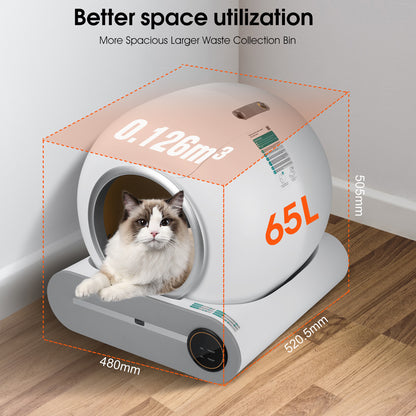 Self-Cleaning Automatic Scooping and Odor Removal App Controlled Litter Box for Cats