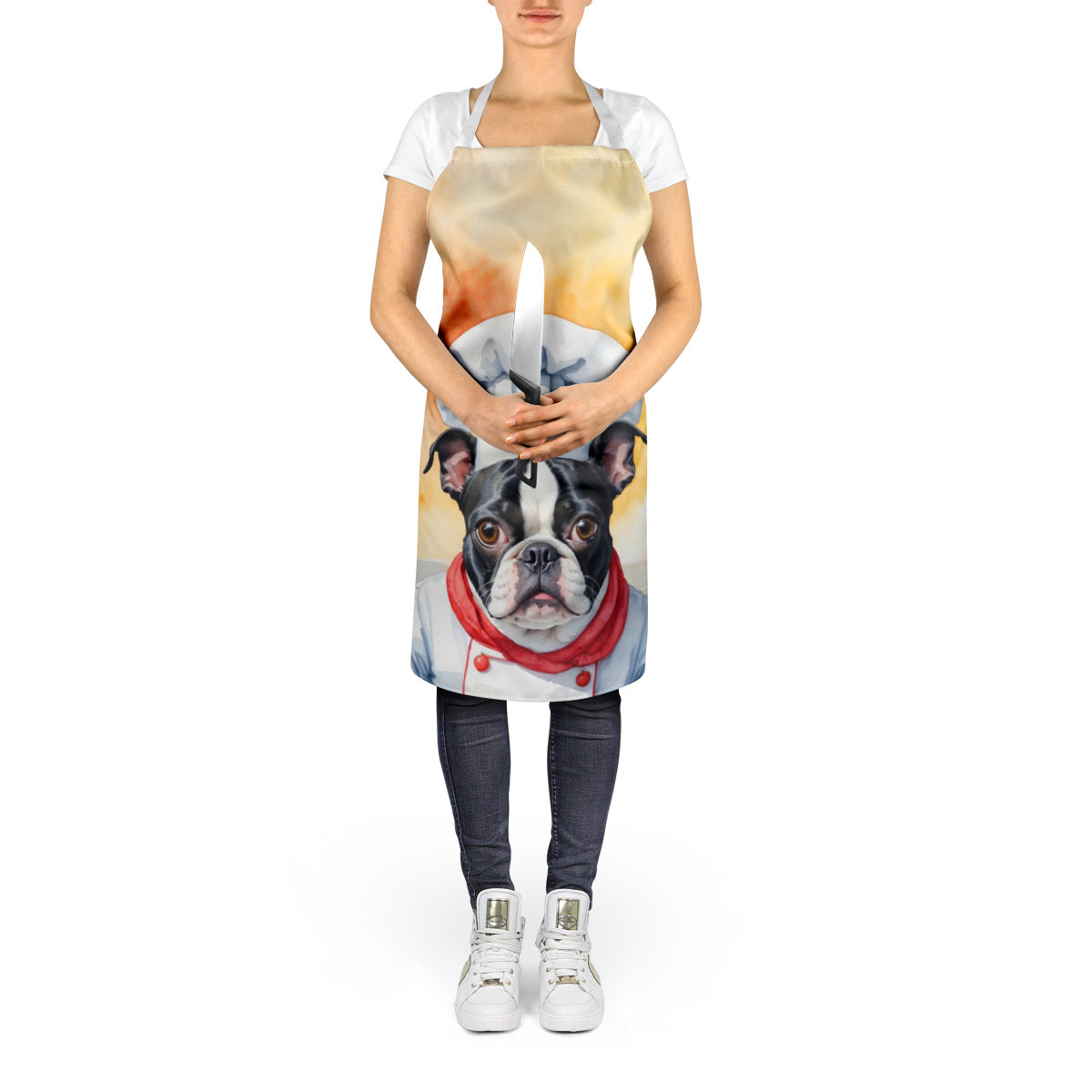 Boston Terrier 2 - The Chef Apron for Adult Women and Men - Unisex Large
