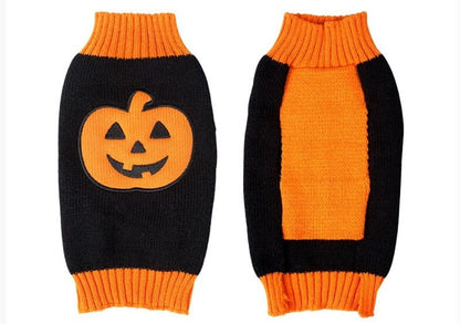 Halloween Costume Pumpkin, Skulls, Death, Knit Sweater for Dogs