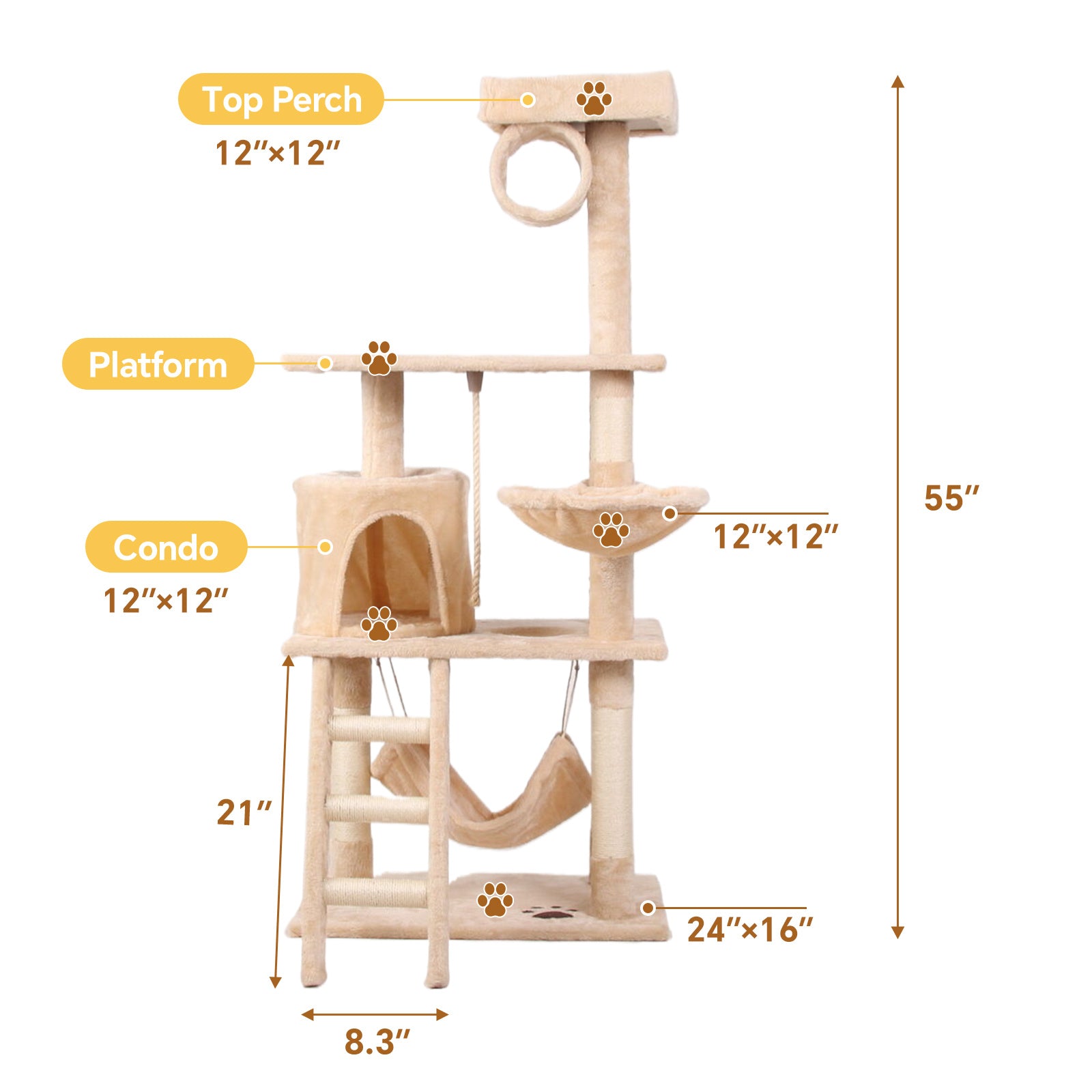 Climbing Condo with Stairs Nests and Platforms for All Size Cats