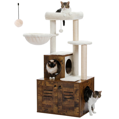 Modern Cat Tree Condo with Litter Box Enclosure