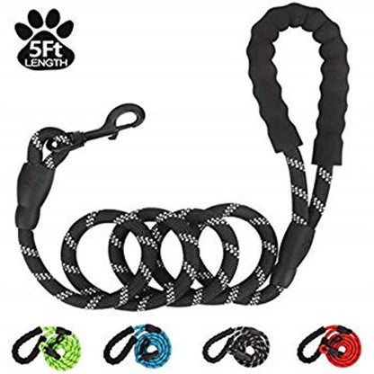 Strong Leash with Comfortable Padded Handle and Highly Reflective Threads  for Dogs