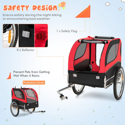 Foldable Bike Trailer with 3 Entrances for Dogs and Cats