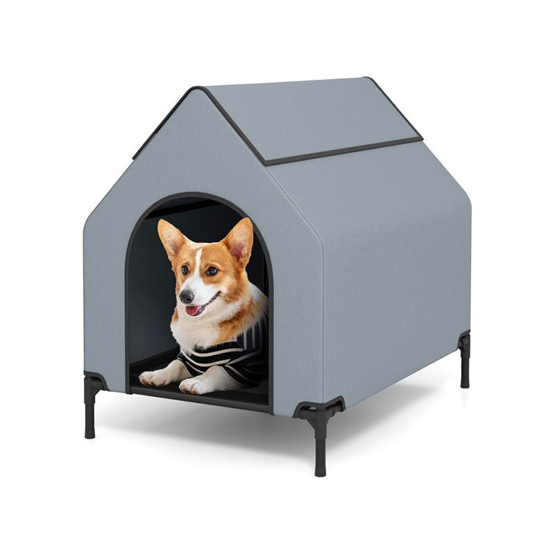 Elevated Covered Bed with Ventilated Windows for Indoor or Outdoor Use for Dogs