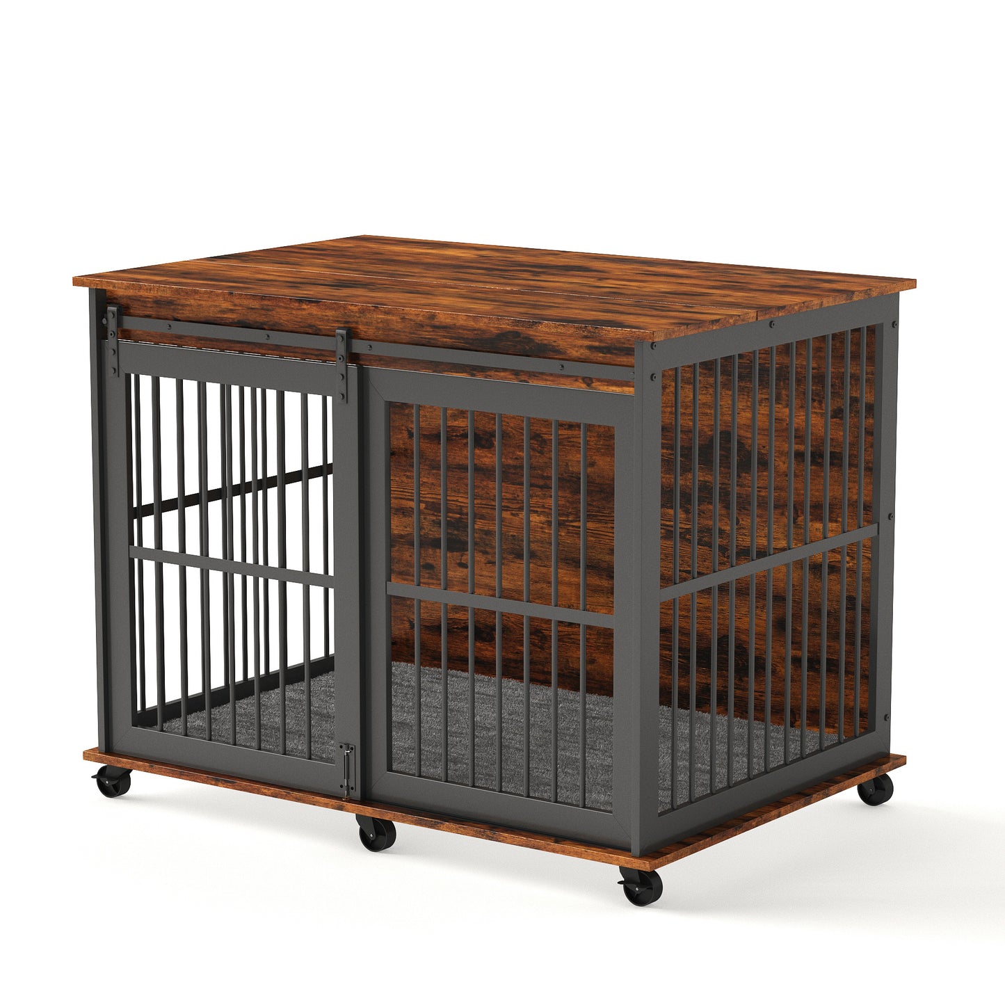 Sliding Iron Door Crate/Kennel with Mat for Dogs