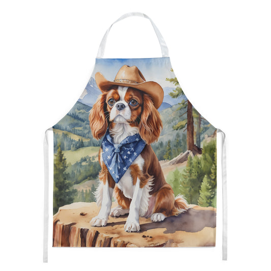 Cavalier Spaniel - Welcome Cowboy Apron for Cooking, Baking and Crafts for Adult Women and Men - Unisex Large