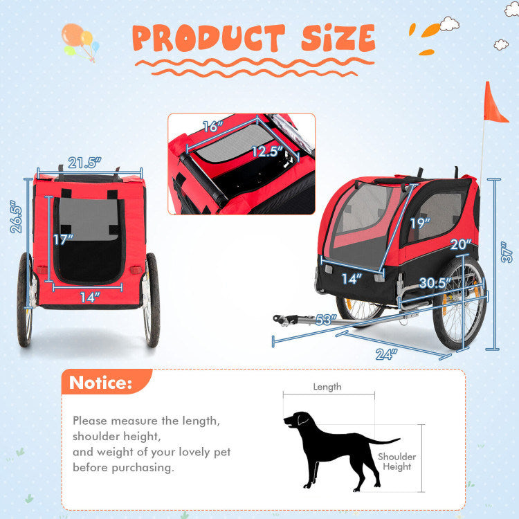 Foldable Bike Trailer with 3 Entrances for Dogs and Cats