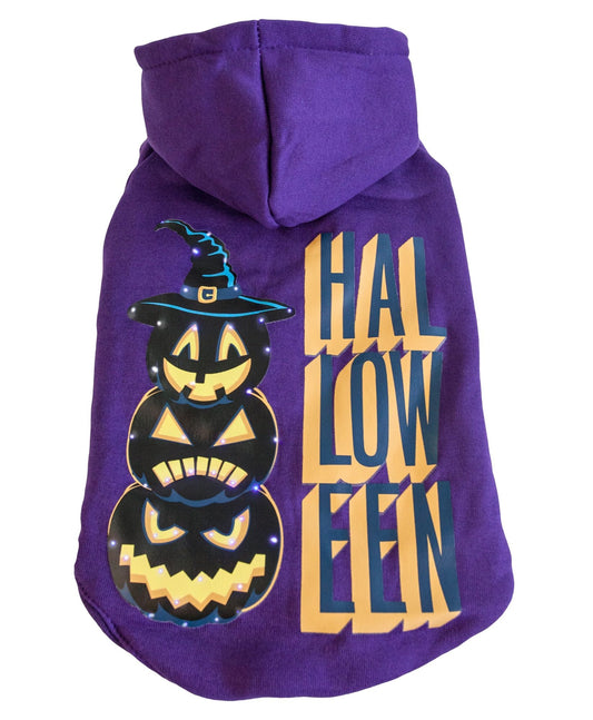 Pet Life - LED Lit Happy Halloween Jack'o Lantern Snowman Hoodie Sweater Costume for Dogs