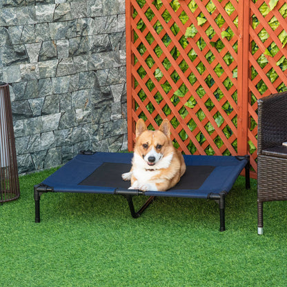 PawHut - Elevated Cooling Bed With Mesh Ventilation for Dogs - Blue 36" x 30"