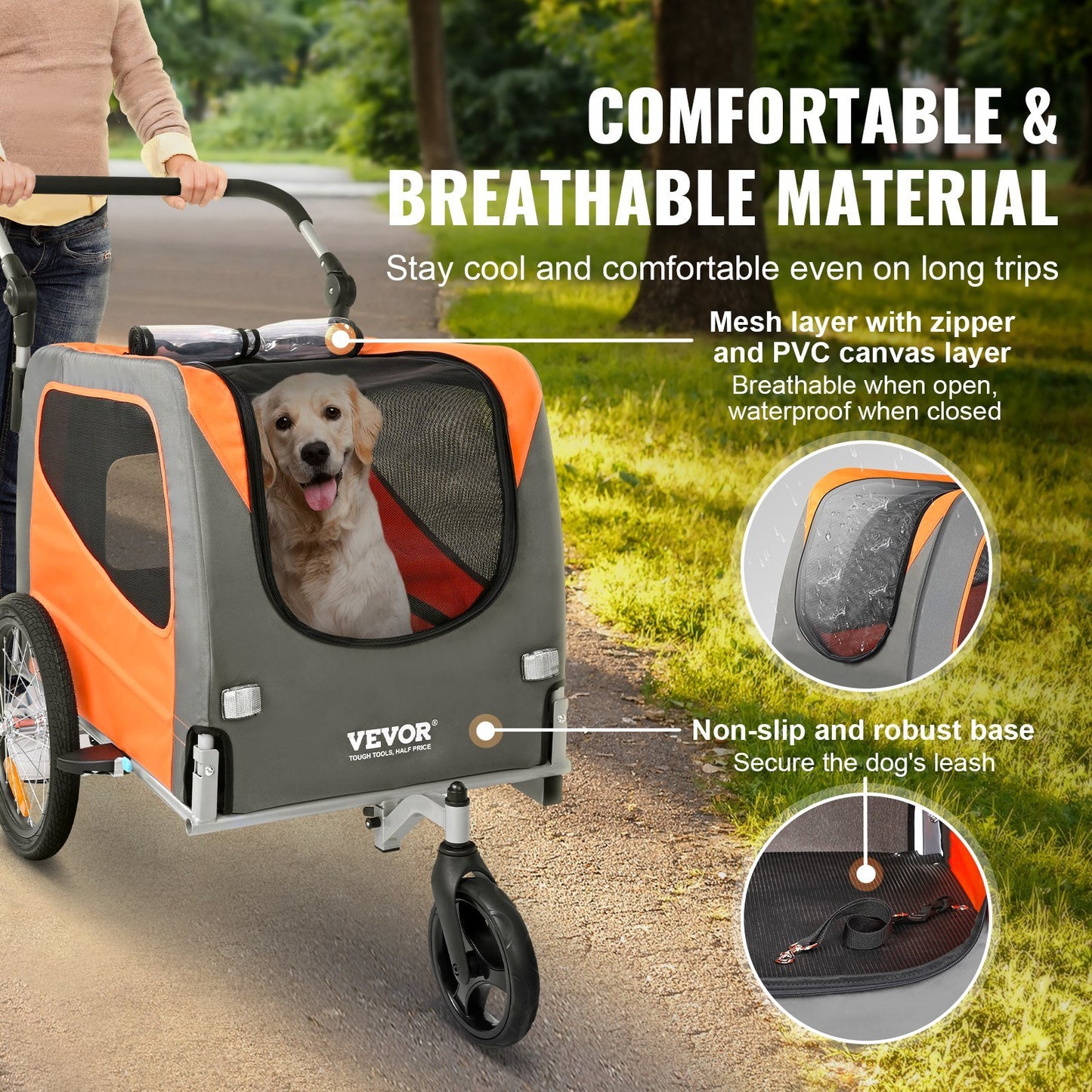 Great 2-in-1 Easy Folding Jogger/Bike Trailer, Supports up to 66 lbs for Dogs