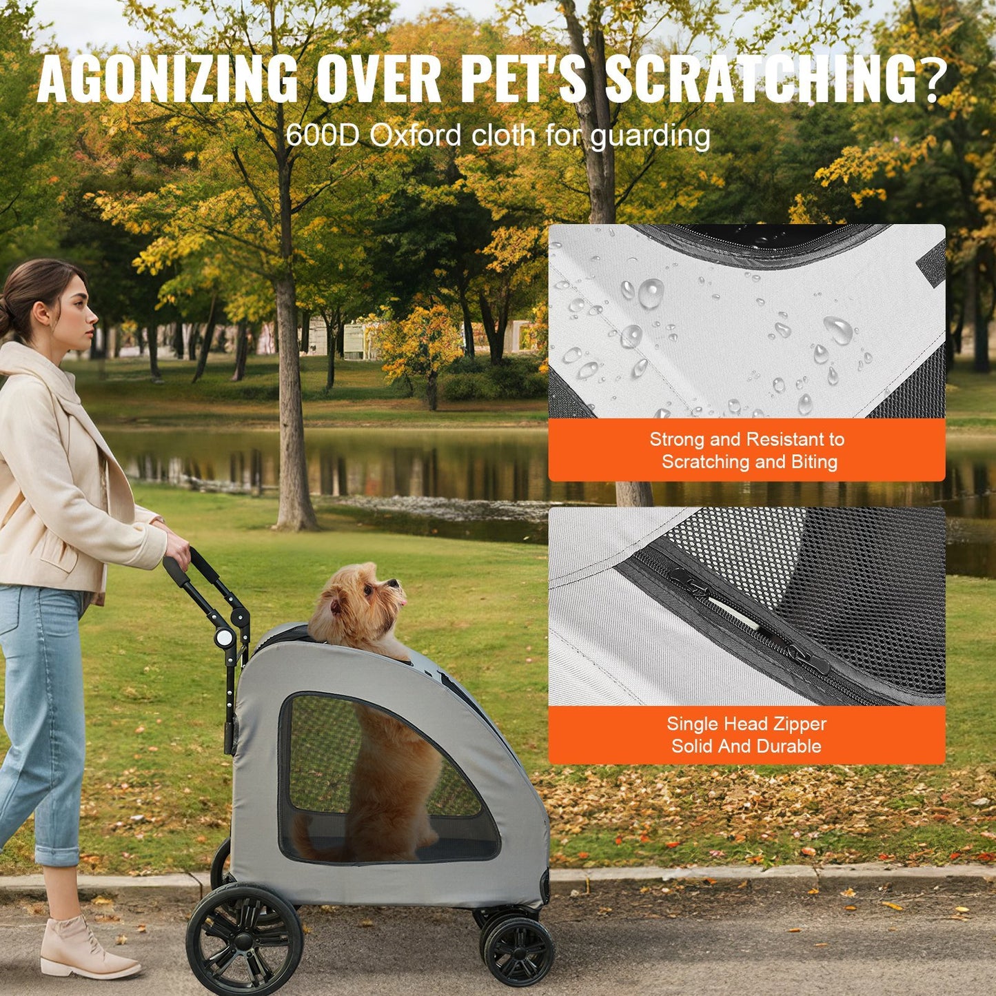 Heavy Duty 4 Wheel Stroller for Medium and Large Dogs