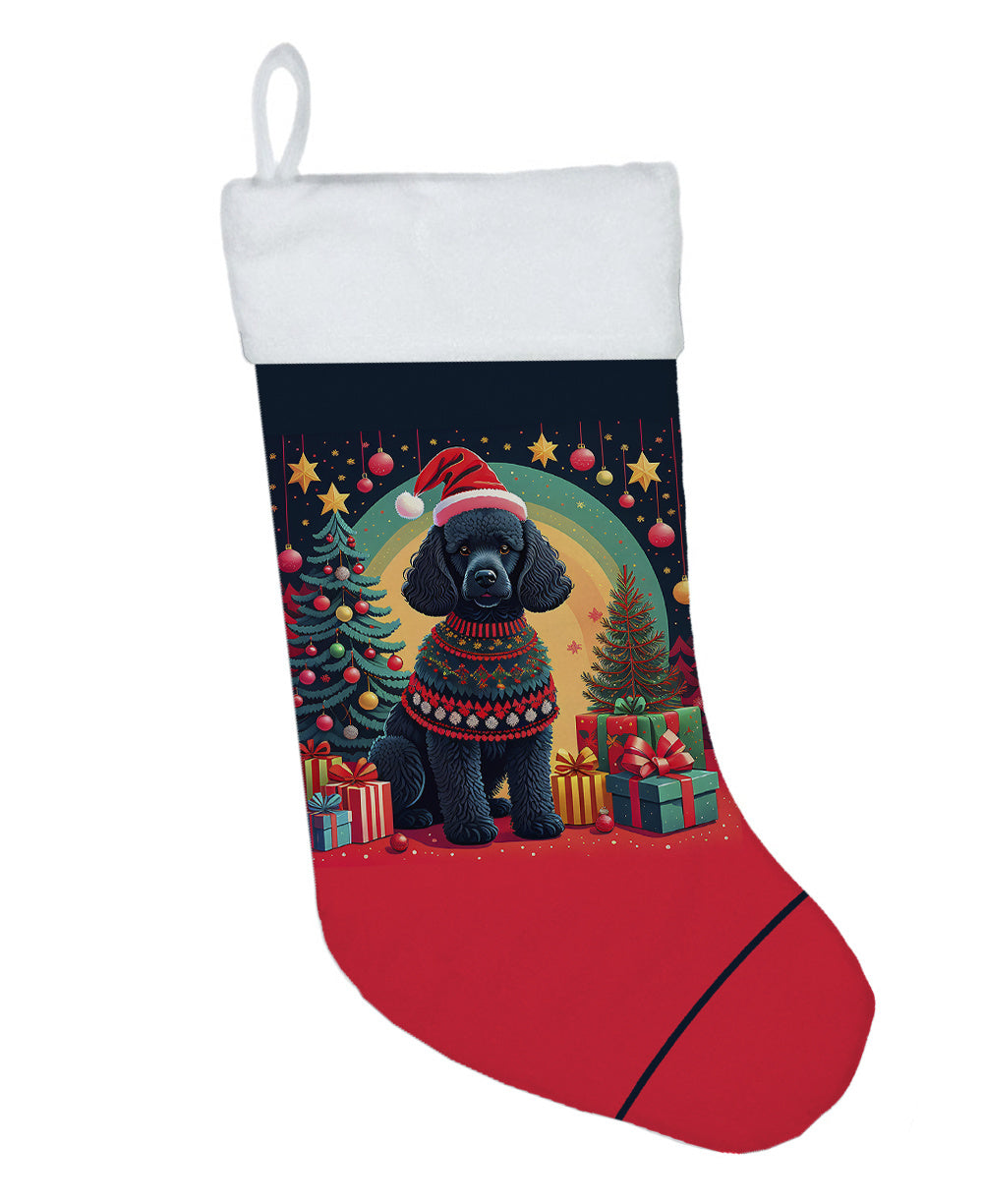 Black Poodle - Christmas Holiday Stocking for Family Decorations