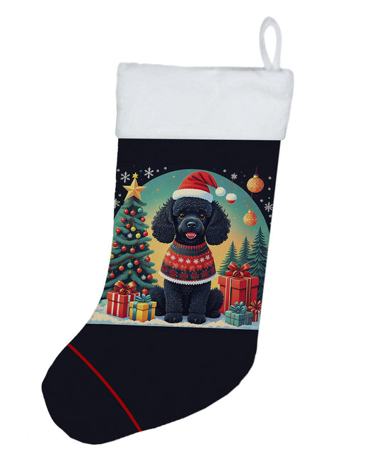 Black Toy Poodle - Christmas Holiday Stocking for Fun Family Decorations