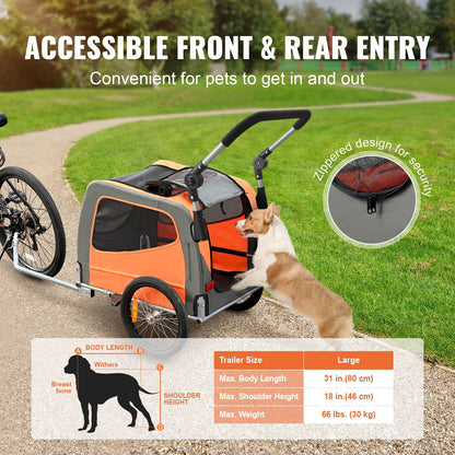 Great 2-in-1 Easy Folding Jogger/Bike Trailer, Supports up to 66 lbs for Dogs