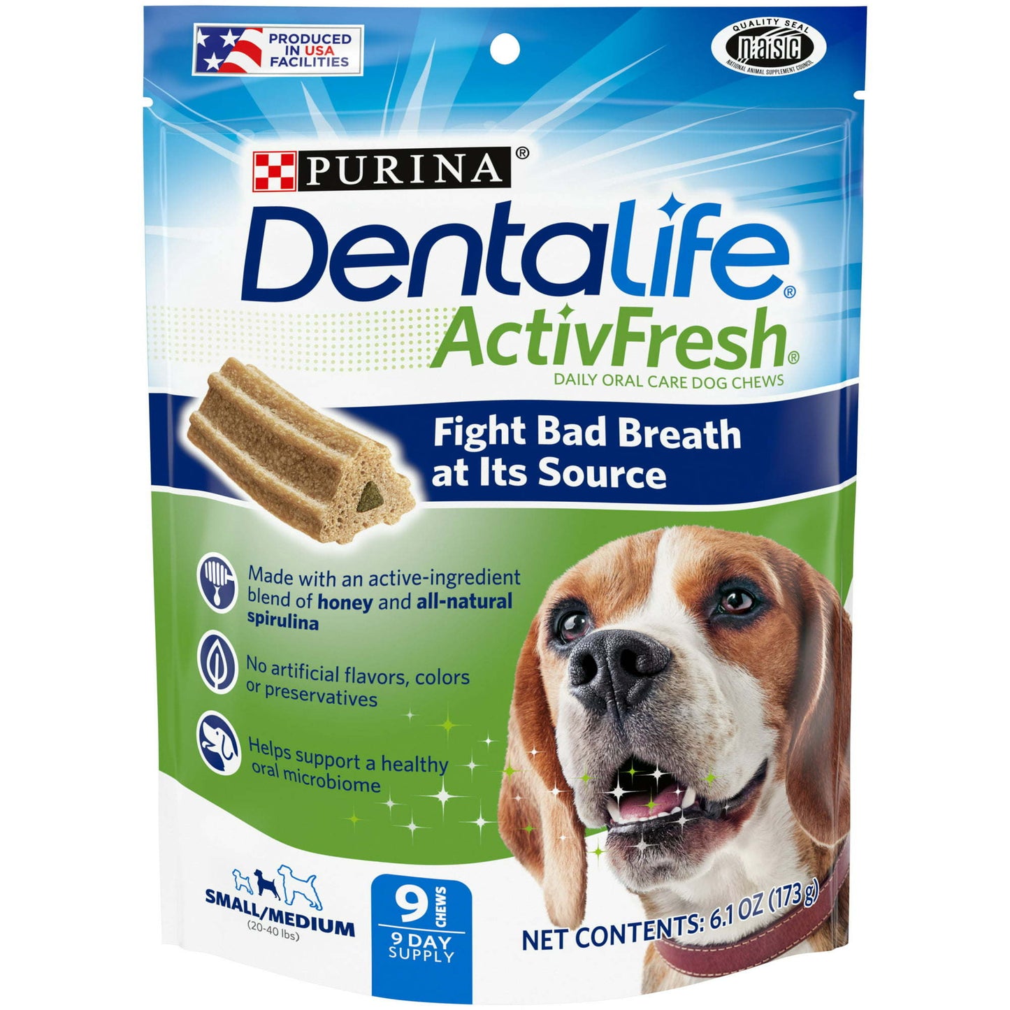 Purina DentaLife ActivFresh Honey & Spirulina Flavor Chews for Medium Dogs - 9 count