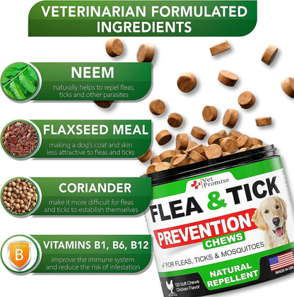 Limited Time!!!  2 Pack Flea and Tick Prevention Chewables for All Breeds and Ages of Dogs - 240 Treats