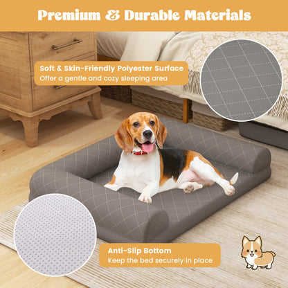 Foam Crate Bed with 3-Side Bolster and Washable Bed Cover for Dogs