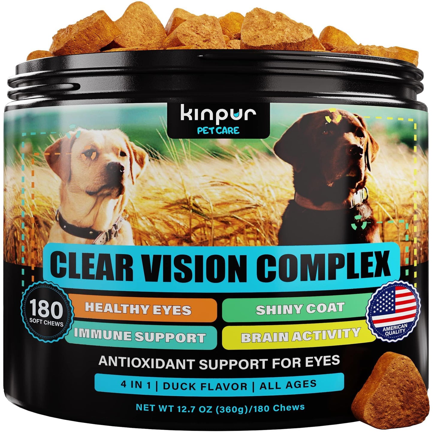 Vision Supplement for Eye Care and Immune Support for Dogs - 180 Soft Chews