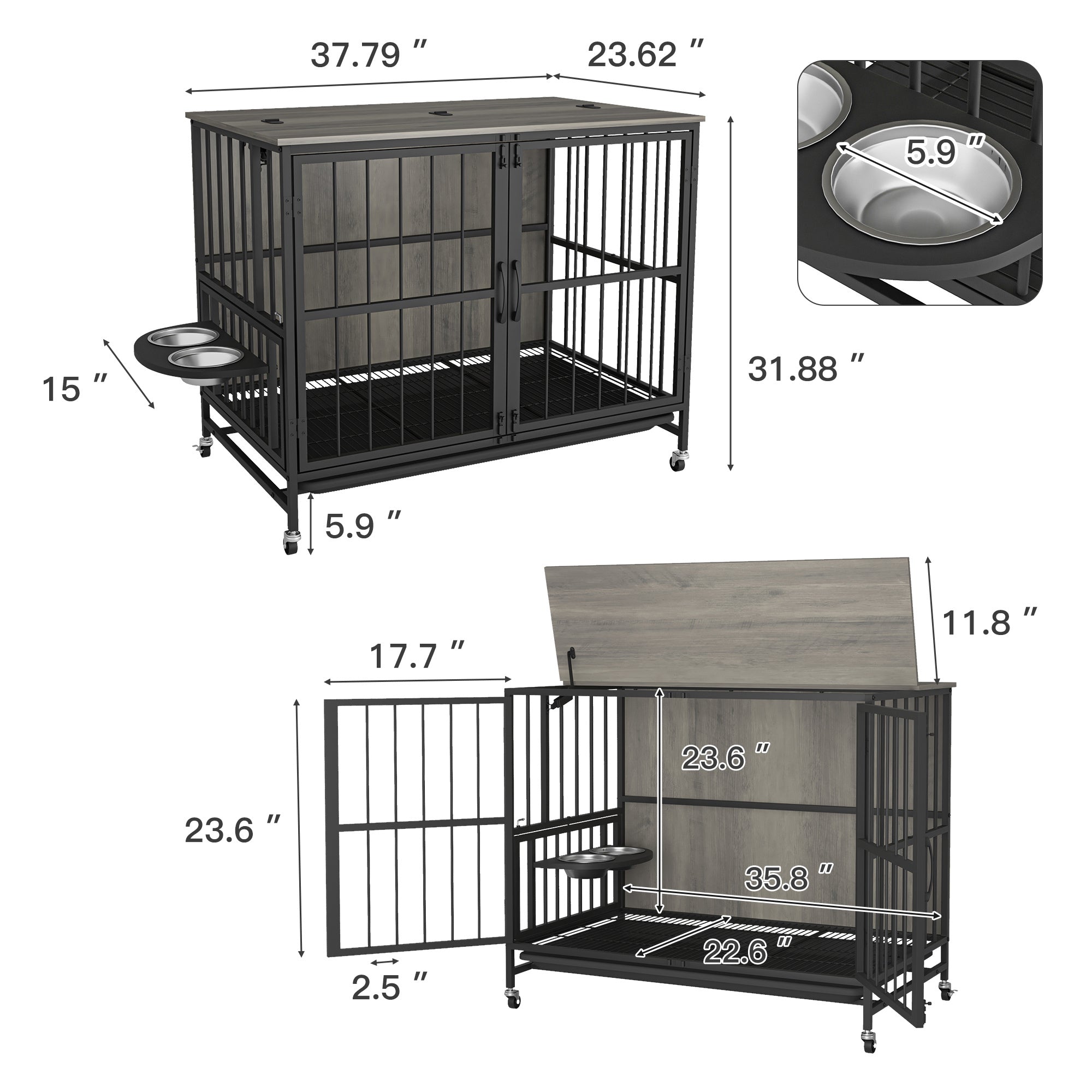 Modern Furniture Style Double-Door Kennel for Dogs