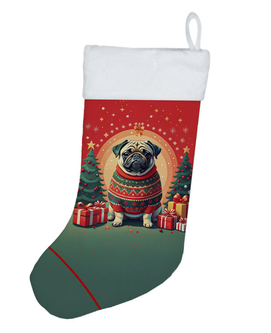 Fawn Pug -  Christmas Holiday Stocking for Family Decorations