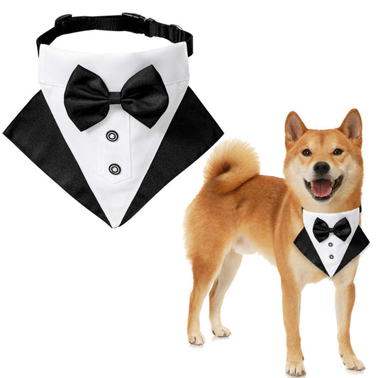 Wedding Suit Collar Saliva Towel Triangle Scarf for Dogs