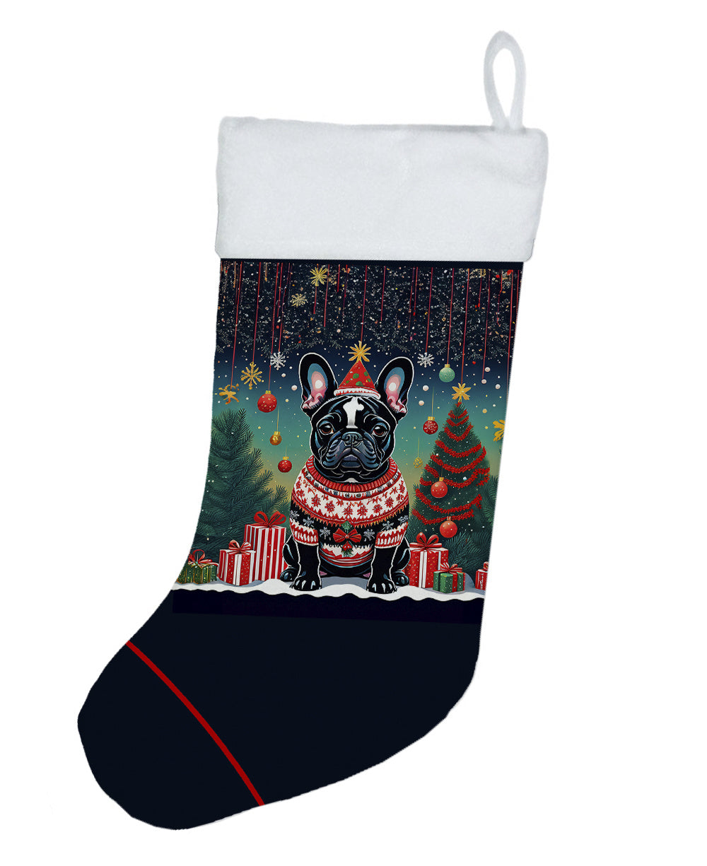 Black French Bulldog -  Christmas Holiday Stocking for Family Decorations