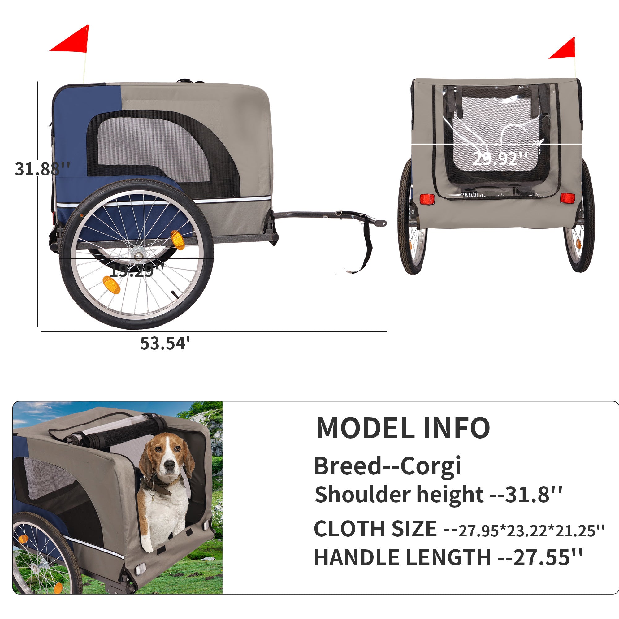 Folding Bicycle Carrier for Medium and Small Breed Dogs