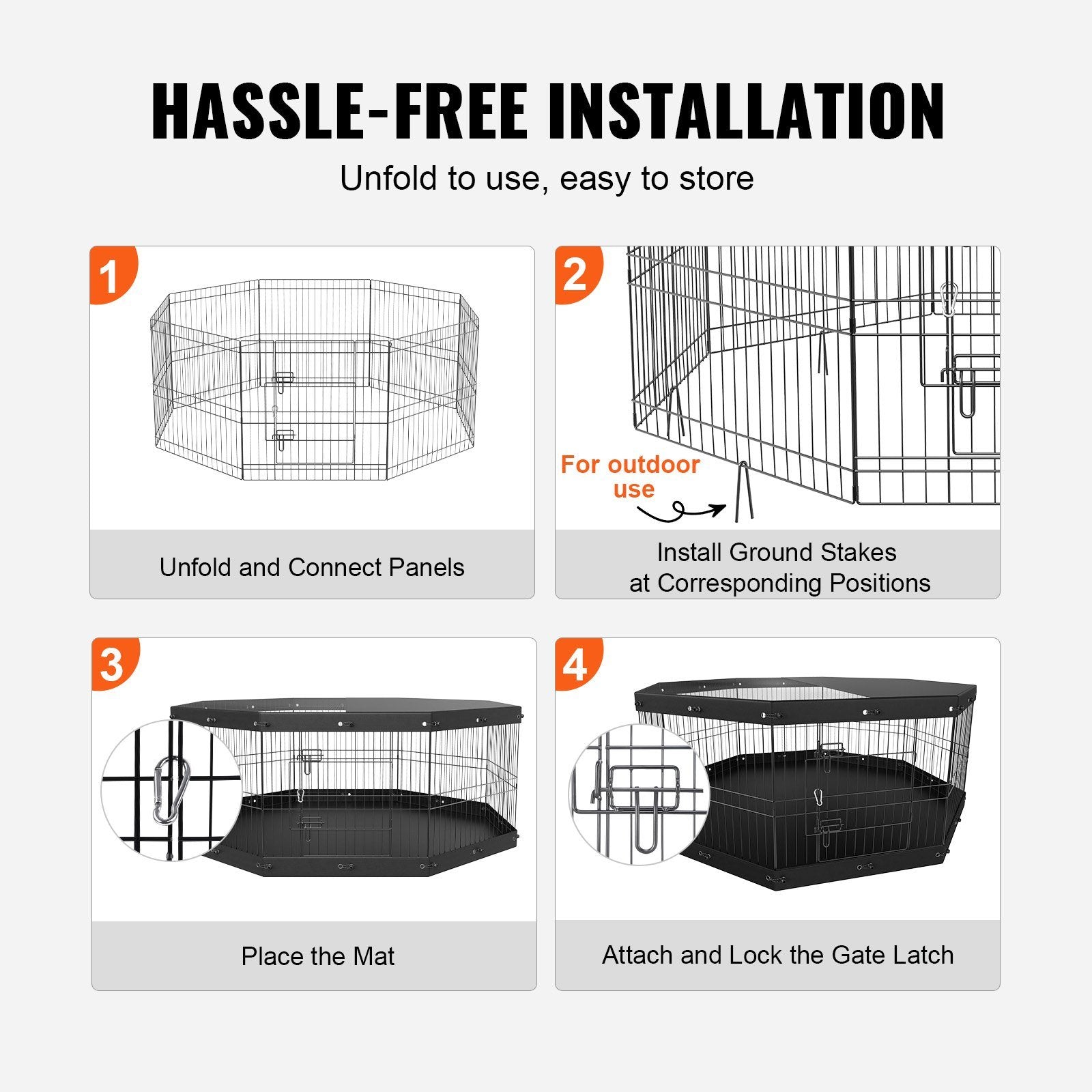 8 Panel Foldable Dog Playpen with Top Cover and Bottom Pad - 63"