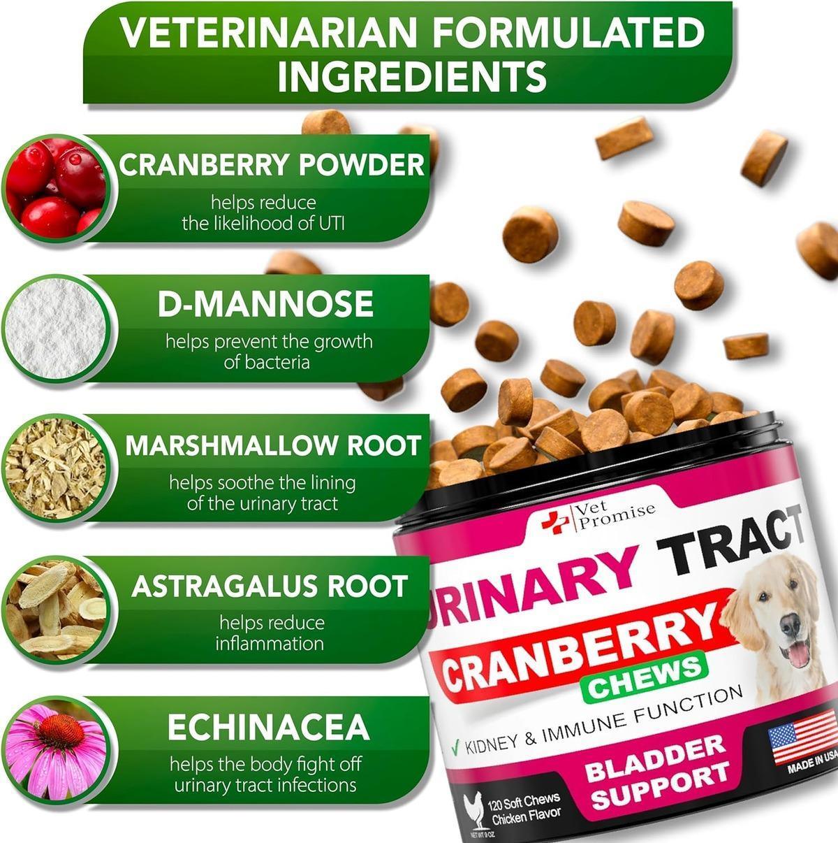 Natural Urinary and Bladder Control Treatment Cranberry Chews for Dogs