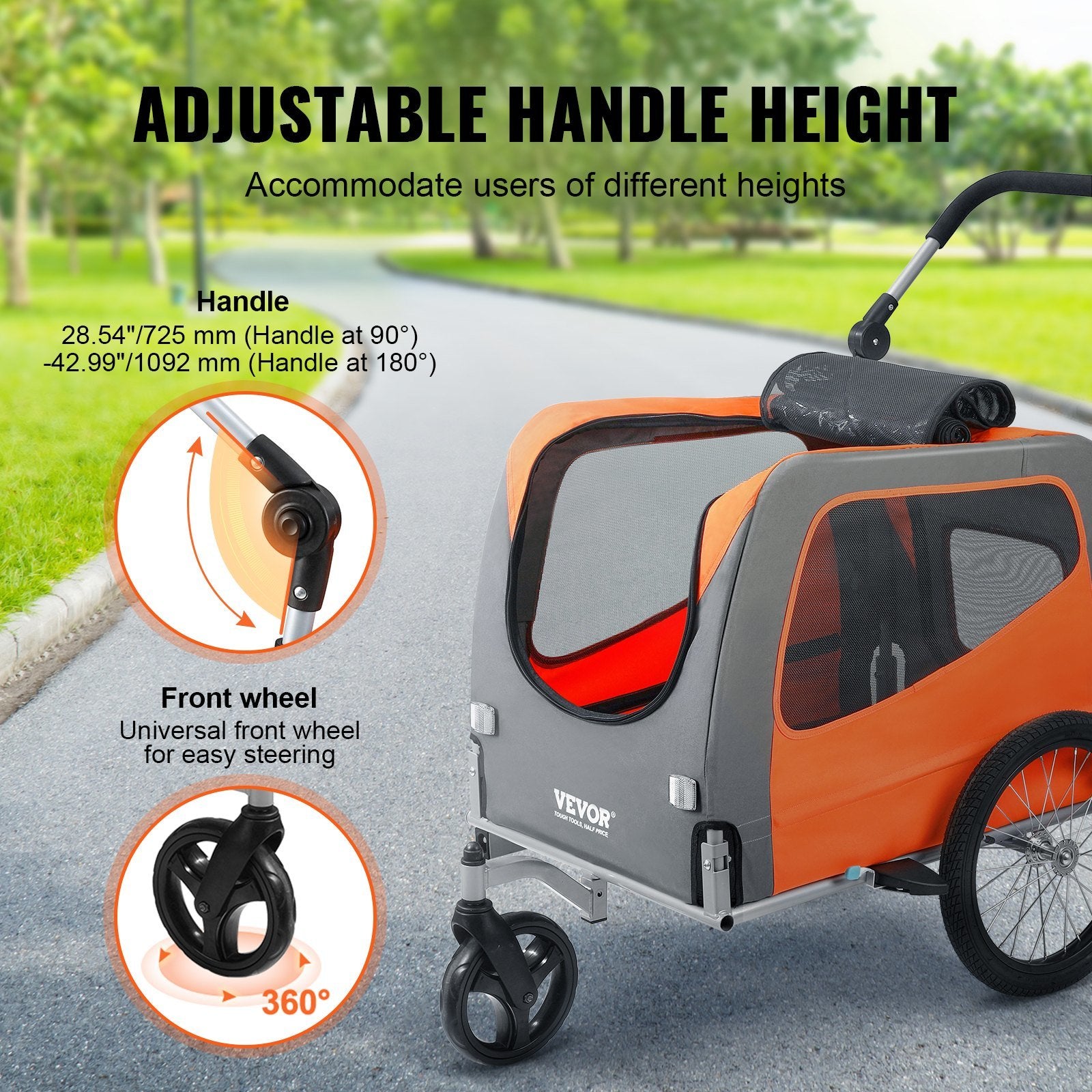 Great 2-in-1 Easy Folding Jogger/Bike Trailer, Supports up to 66 lbs for Dogs