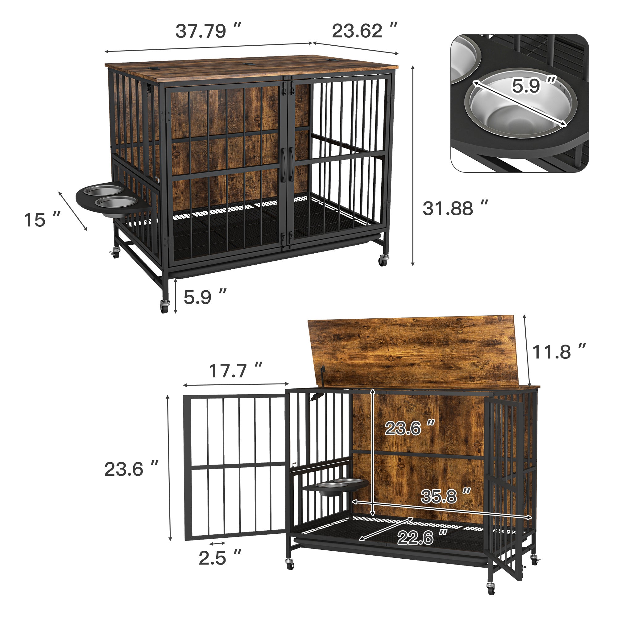 Modern Furniture Style Double-Door Kennel for Dogs