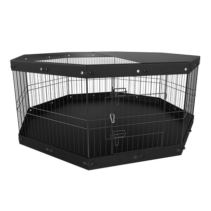 8 Panel Foldable Dog Playpen with Top Cover and Bottom Pad - 63"