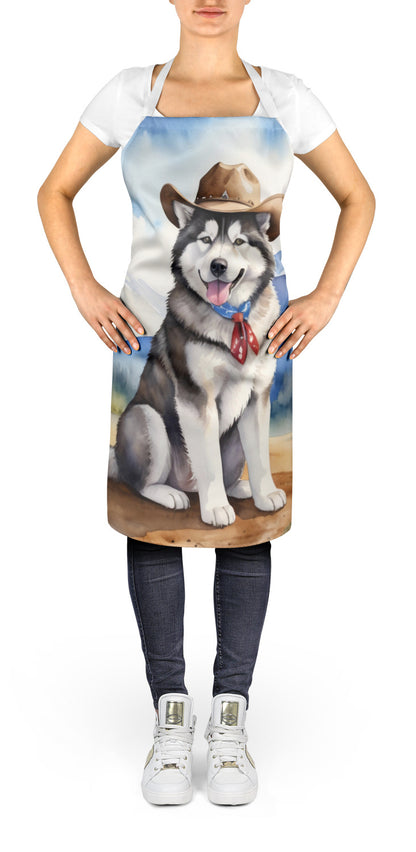 Alaskan Malamute - Welcome Cowboy Apron for Cooking, Baking, Crafts for Adult Women and Men - Unisex Large