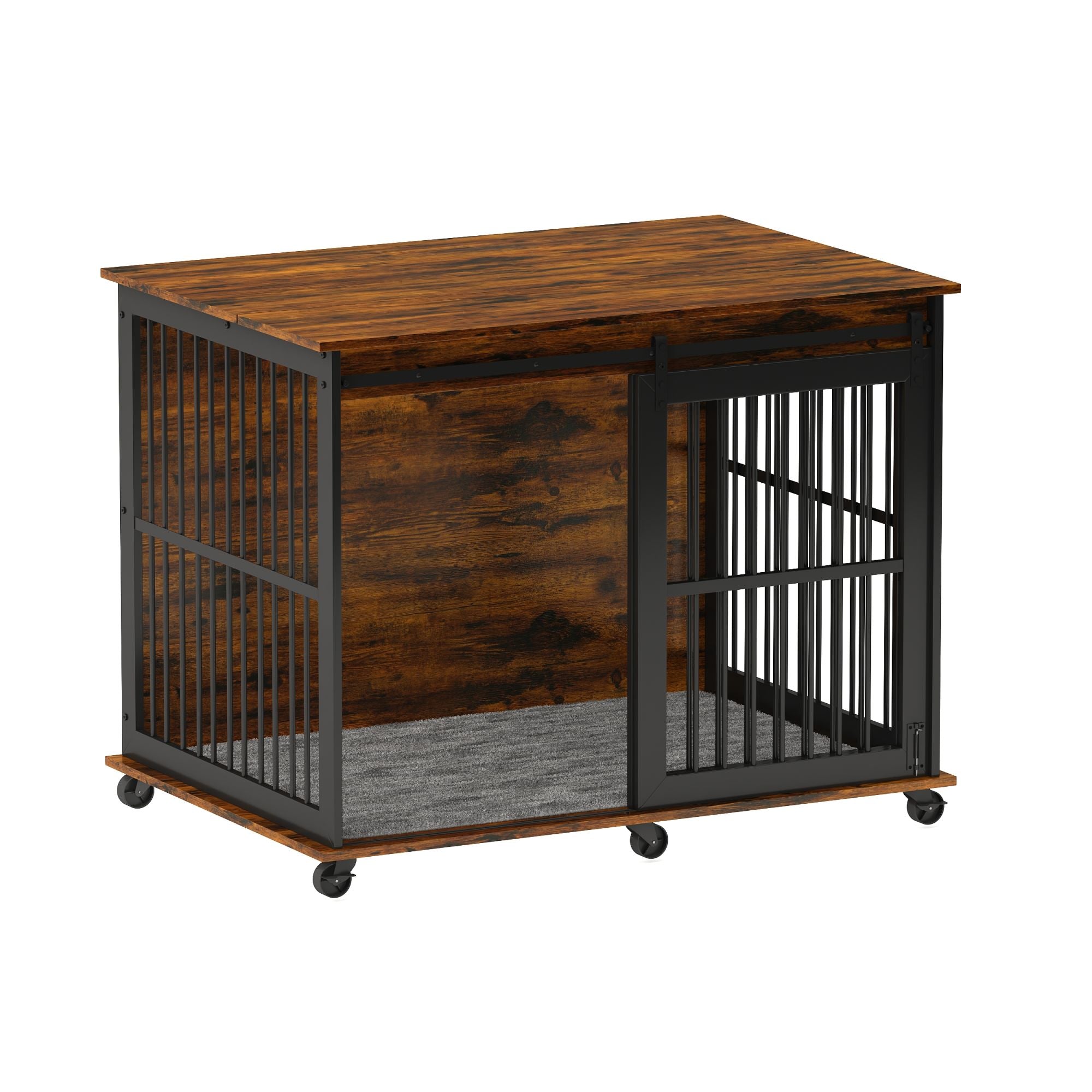 Sliding Iron Door Crate/Kennel with Mat for Dogs