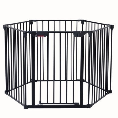 Adjustable 6 Panel Gate for Indoors Dog Safety - 150 inches