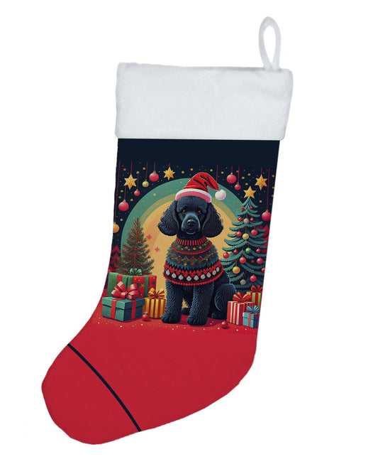 Black Poodle - Christmas Holiday Stocking for Family Decorations