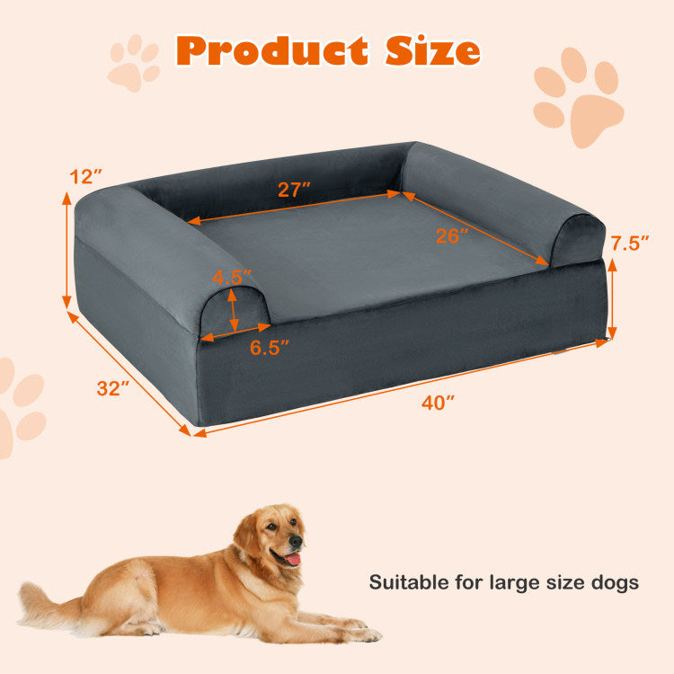 Orthopedic Memory Foam Bed with Headrest for Large Dogs