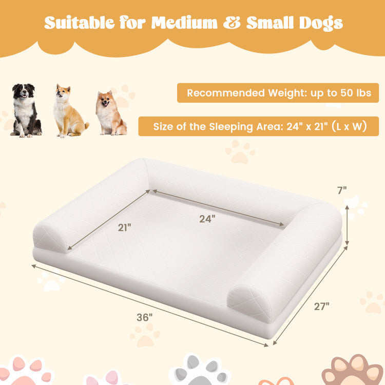 Foam Crate Bed with 3-Side Bolster and Washable Bed Cover for Dogs